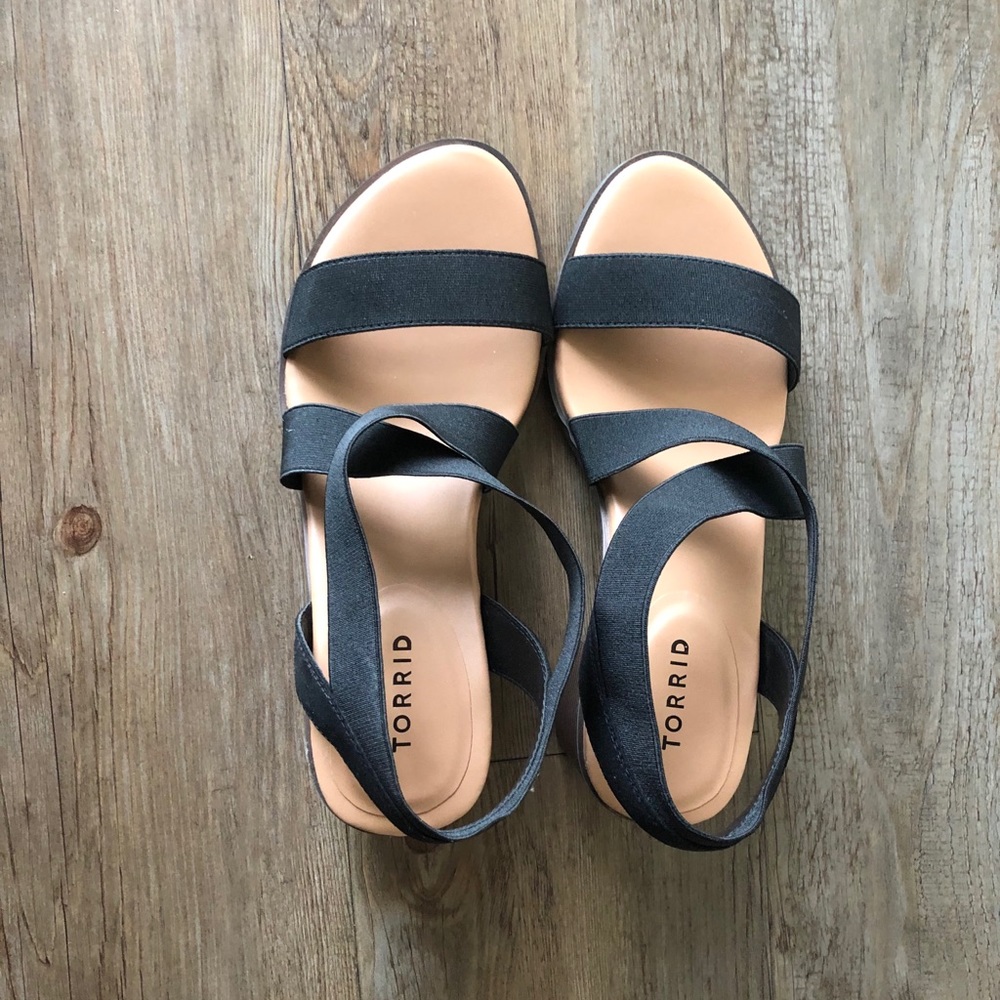 TORRID Black Elastic Strap Block Heel